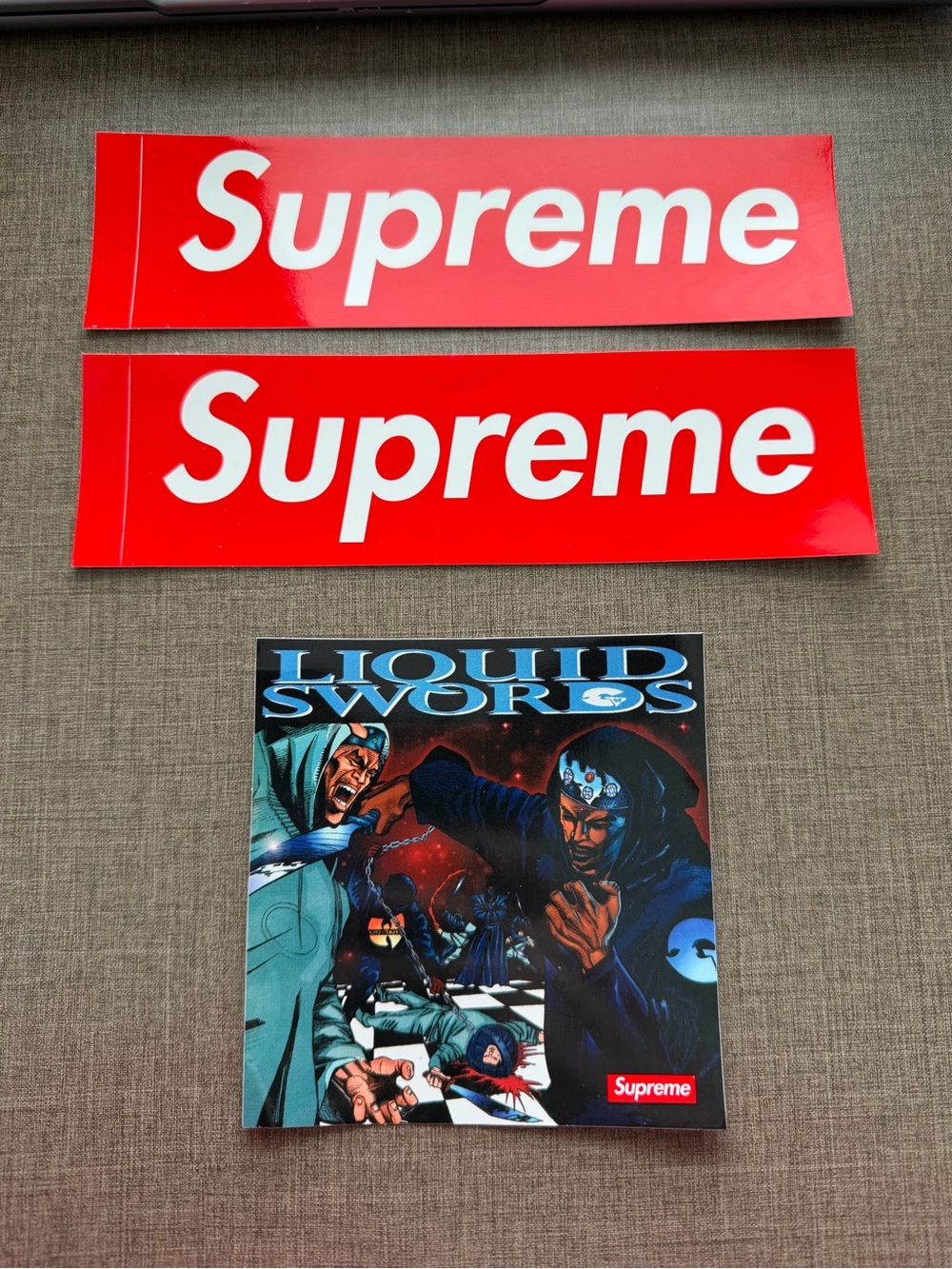 Supreme white sticker sheet with handwritten artwork